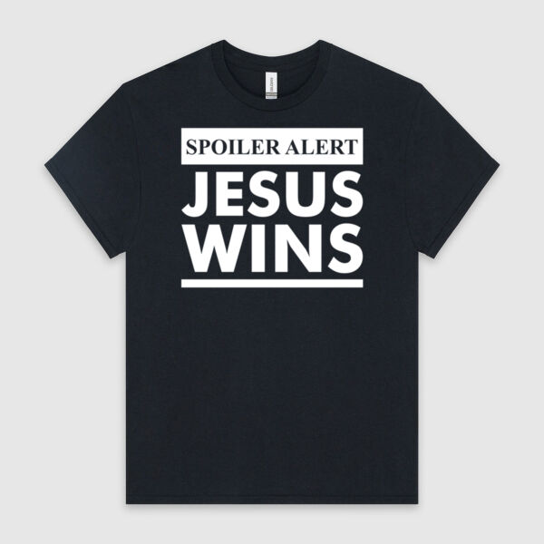 SPOILER ALERT - JESUS WINS | Unisex Men's T-Shirt | White Design Thumbnail