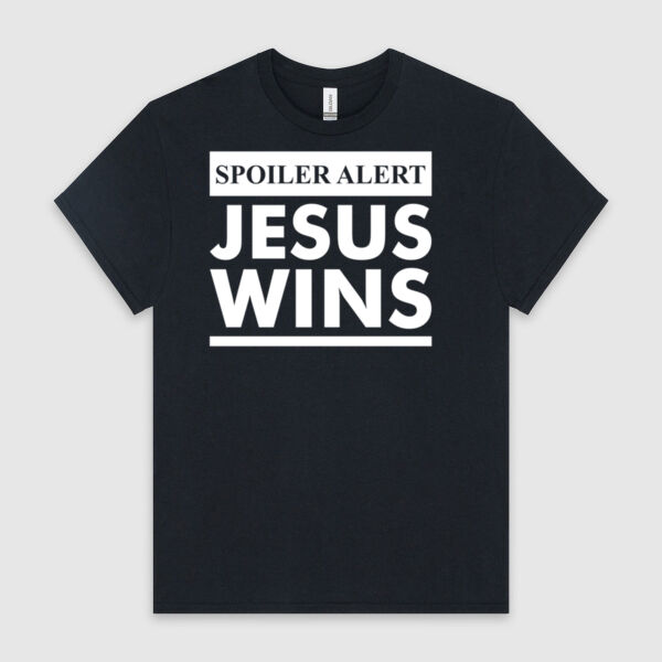 SPOILER ALERT - JESUS WINS | Unisex Men's T-Shirt | White Design Thumbnail