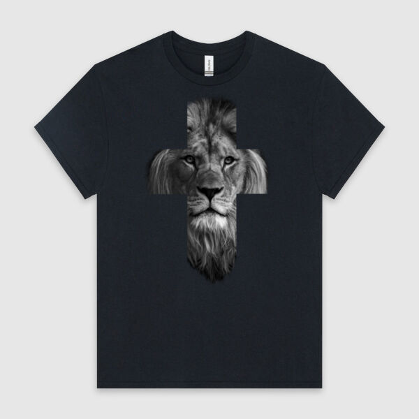 LION CROSS | Unisex Men's T-Shirt | GREY Design Thumbnail