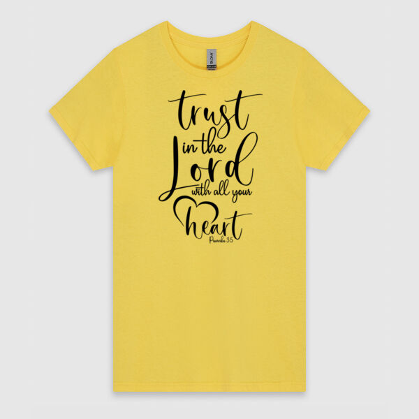 Trust In The Lord With All Your Heart - Proverbs 3:5 - Black Design | Gildan Ladies Heavy Cotton™ Thumbnail