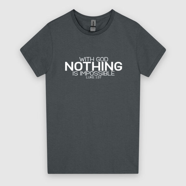 With God Nothing Is Impossible - White Design | Gildan Ladies Heavy Cotton™ Thumbnail