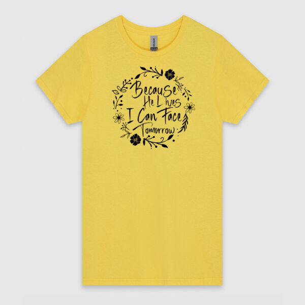 Because He Lives - Black Design | Gildan Ladies Heavy Cotton™ Thumbnail