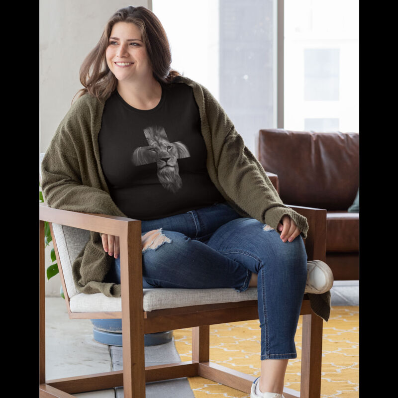 Lion Cross | RAMO Unisex Modern Fit Tee | Women | Up to 5XL Thumbnail